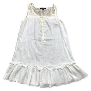 Naked Zebra White Flare Tank Top Tunic Small Silk Blend